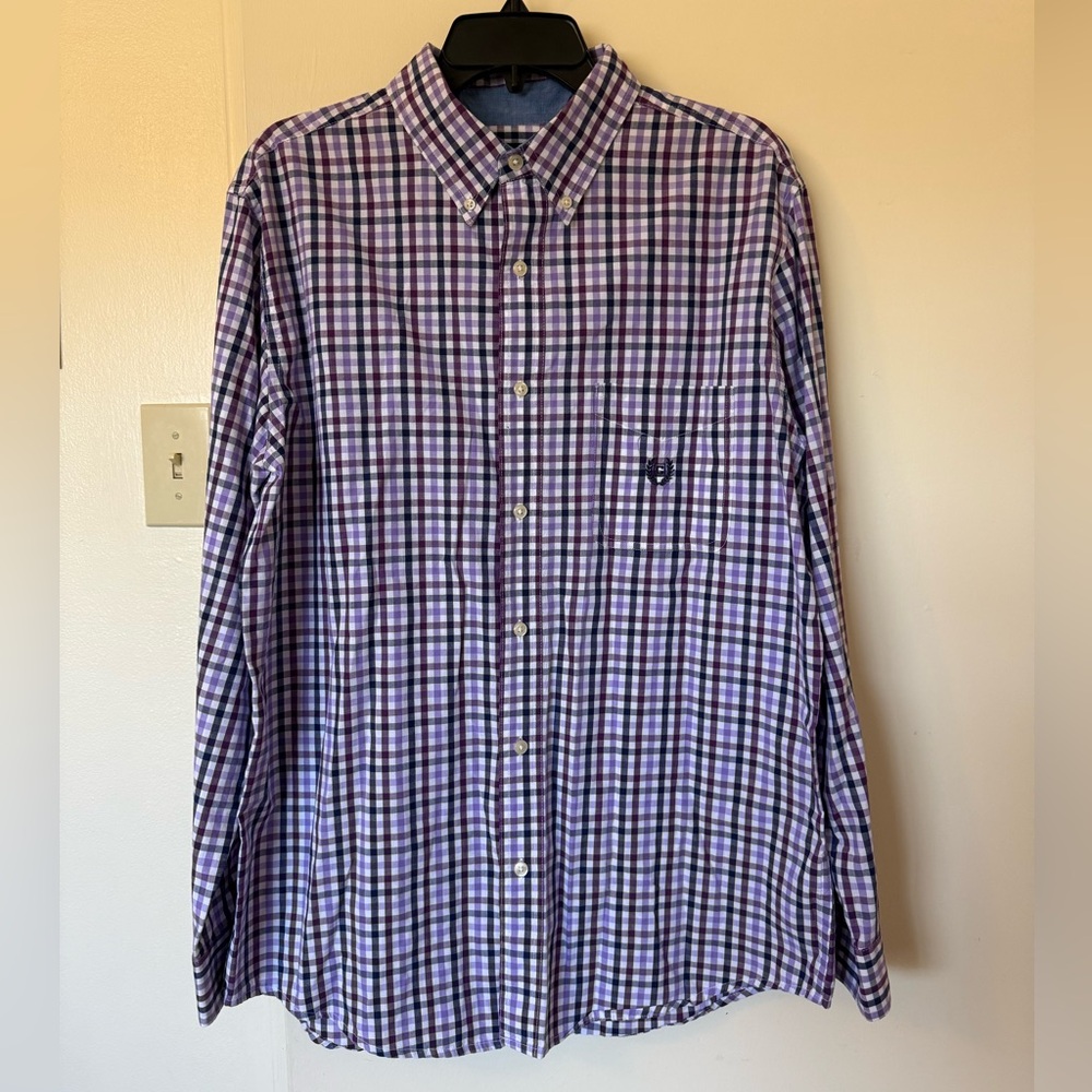 Chaps Men's Purple Plaid Button Down Shirt